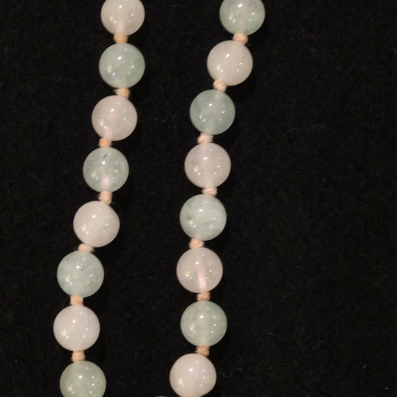 None Jewelry - Rose/Seaglass Quartz  String Bead Necklace - 30"